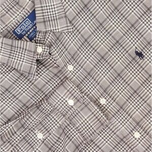 Polo Ralph Lauren Shirt Mens Large Gray Plaid Button Down Lowell Sport Cotton